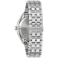  Back view of Bulova 96B401 highlighting the stainless steel case back and bracelet with deployant clasp.