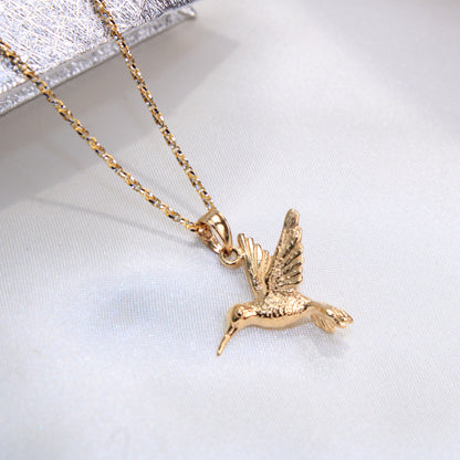 14K Yellow Gold Hummingbird Charm