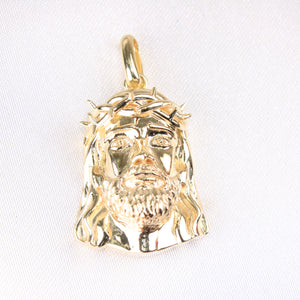 14K Yellow Gold Jesus Christ Head Charm